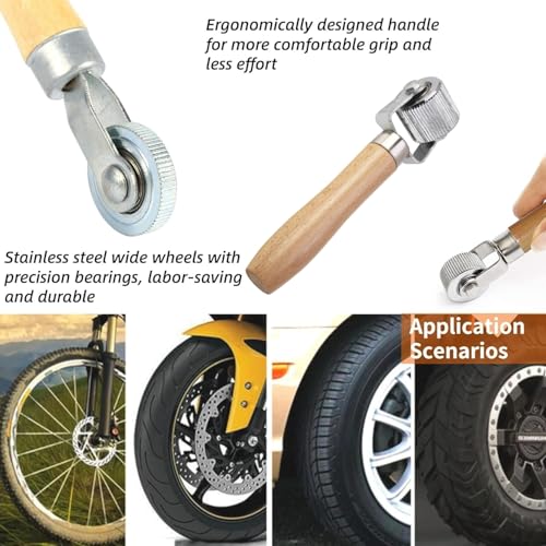 Tire Patch Roller Compaction Tool Automobile Tyre Repair Tube Stitch Puncture Rolling Wheel with Wooden Handle 7.28 Inch- 1.2cm - color: 1.2cm