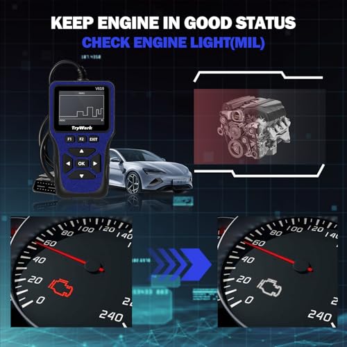 OBD2 Scanner Diagnostic Tool, Check Engine Code Reader with 35901 DTC Lookup, Mode 6 & 8, I/M Readiness for All OBDII Cars Since 1996 (Blue) - color: Blue