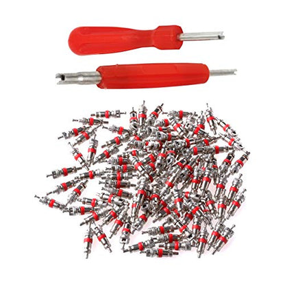 Lantee 2-in-1 Tire Repair Tool Set with Valve Core Removers and 100 Replacement Valve Stem Cores - Ideal for Cars, Trucks, Motorcycles, and More