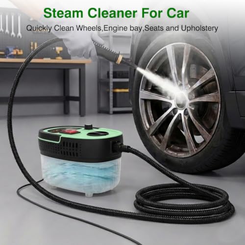 Steam Cleaner with 15-in-1 Kit, 2500W Steamer for Home & Car Detailing | 14.8ft Extended Reach, 15s Fast Heat-Up, 6-Level Adjustable, ANSI Z87.1 Safety Goggles, 45 Mins Steam, Green - color: Green