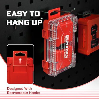 Geinxurn 74Pieces Impact Screwdriver Bits Set, Magnetic S2 Steel Phillips/Slotted/Square/Torx Insert Power Bits Tips, Impact Bit Holder with Red Storage Box Case - style: STKB074-RD