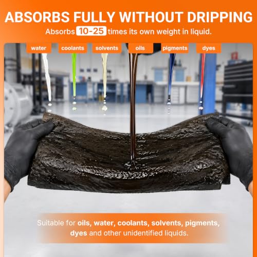 Oil Absorbent Mat Roll, 30" x 200 ft Heavyweight Spill Sorbent Pads | Absorbs up to 42.5 Gallons per Roll, Extended Roll for Industrial Shop, Garage Leaks & Drips, MAT411