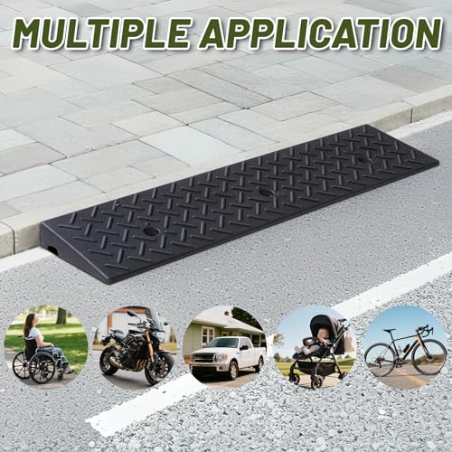 2 Pack Rubber Curb Ramps Driveway ramp, 2" H, 39.4" L, 9.8" W, Heavy Loading (6600LB)/3 Ton Capacity, Threshold, Motorcycle, Loading, Bikes, Wheelchairs Ramps - size: 2" Rise