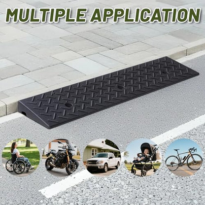 2 Pack Rubber Curb Ramps Driveway ramp, 2" H, 39.4" L, 9.8" W, Heavy Loading (6600LB)/3 Ton Capacity, Threshold, Motorcycle, Loading, Bikes, Wheelchairs Ramps - size: 2" Rise