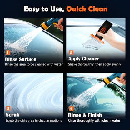 Oil Film Remover for Car Windowshield, Windows & Rearview Mirror - Auto Glass Cleaner Emulsion Cleaner Kit, Remove Grease, Road Grime, Water Sport, Improve Visibility for Safe Driving