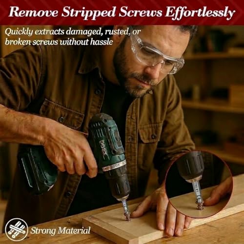 Screw Extractor Set, 10 Piece Easy Out Bolt & Screw Remover | Reverse Drill Bit Set • Removes Stripped, Broken, Rusted & Damaged Screws and Bolts • Heavy-Duty Steel - color: 10 Pc Screw Extractor