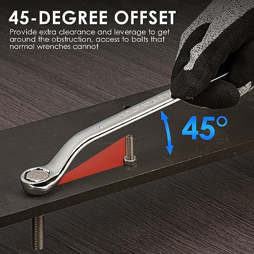 YIYEIE 6 Pc. Bolt Extractor Wrench Set, Metric 8-19mm, 6 Point Box End Wrench Set with 45° Offset, CR-V Steel, Stripped & Rounded Bolt Remover Wrench with EVA Foam - color: Offset | Extractor Wrench