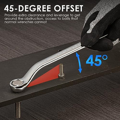 YIYEIE 6 Pc. Bolt Extractor Wrench Set, Metric 8-19mm, 6 Point Box End Wrench Set with 45° Offset, CR-V Steel, Stripped & Rounded Bolt Remover Wrench with EVA Foam - color: Offset | Extractor Wrench