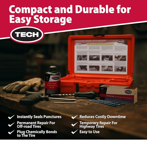 TECH Permacure Truck Tire Plug Kit – Ideal Tools and Flat Tire Fix for Trucks, Tractors, and Large Tires (40 Heavy-Duty Plugs for Emergency Tire Patch and Puncture Repair)
