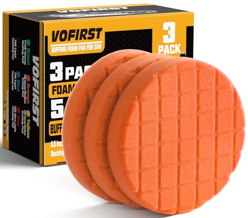 Buffing Pads 5.5 Inch, 3Pcs Orange Heavy Medium Cut Foam Polishing Pads for Car Buffer Polisher and Auto Detailing - color: Orange, size: 5.5 - Inch