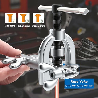 smseace 3/16 Inch+3/16 Inch Brake Line Flaring Tool Kit Include 25 FT Zinc-Plated Brake Line Kit with 94pcs Fittings,8pcs Union,Tubing Bender,Double & Single Flare Tool,Cutter - color: Silver-B, size: 3/16inch+3/16inch