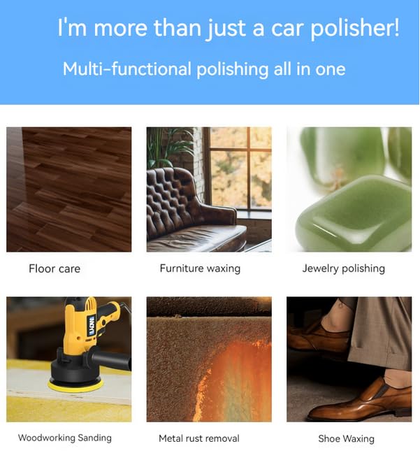 110V 600W Dual-Action Polisher - Variable Speed Random Orbital Buffer Machine for Cars, Boats, Floors - Professional Detailing Kit with 5" Pads (600-3700 RPM) for Waxing, Polishing & Paint Correction