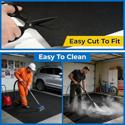 AHEONLAR Oil Spill Mat, 7'9"x18' Waterproof Garage Floor Mats for Under Car, Garage Car Mat Easy to Clean, Oil Change Mat Durable, Washable, Protection from Snow, Rain and Mud for Cars（Black） - size: 7'9"x18'
