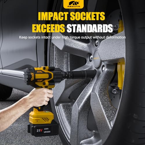 MIKKUPPA 5 PCS 1/2" Drive Impact Socket Set, Flip Socket Set, Cr-Mo Steel, Includes 3 Inch Bar Extension, Double Side Half Size Lug Nut Extractor Set