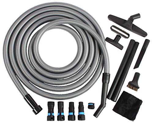 Cen-Tec Systems 95292 30 Ft. Home and Shop Vacuum Hose with Expanded Multi-Brand Power Tool Dust Collection Adapter Set and Full Attachment Kit, Black, 30 Ft. Hose - size: 30 Ft. Hose