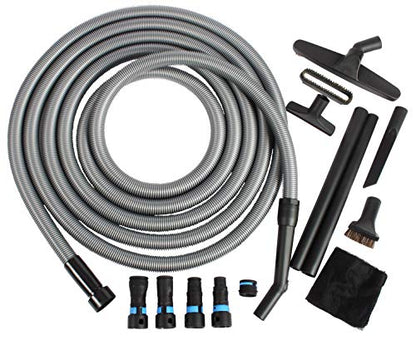 Cen-Tec Systems 95292 30 Ft. Home and Shop Vacuum Hose with Expanded Multi-Brand Power Tool Dust Collection Adapter Set and Full Attachment Kit, Black, 30 Ft. Hose - size: 30 Ft. Hose