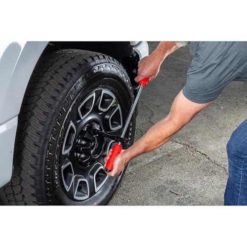 Powerbuilt Billy Club Universal Lug Wrench with Socket Storage, SAE and Metric, Remove Lug Nuts Tire Wheels - Gen-3 643045ECE - style: Gen3 Red