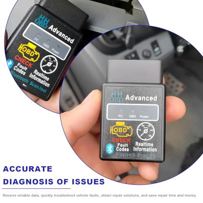 Bluetooth OBD2 Scanner for Car, OBDII Wireless Fault Code Reader Auto Engine Diagnostic Tester w/Exclusive App, Professional Vehicle OBD2 Adapter Scan Tool for Phone & PC