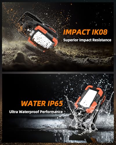 LED Rechargeable Work Light with Clamp,1600LM Magnetic Clip Work Lights with 3 Light Modes, 360° ＆ 115° Rotate Portable Clamp Work Light, IP65 Waterproof for Car Repairing, Job Site, Workshop