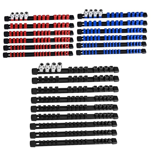Socket Organizer Set 21PCS ABS Socket Holder Kit, 1/4-Inch x 112 Clips, 3/8-Inch x 105 Clips, 1/2-Inch x 84 Clips Socket Set Organizer, Drive Socket Tray, Socket Holders Clip Socket Rail - color: Mixed, size: 21PC 1/4x7,3/8x7,1/2x7