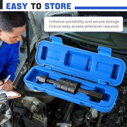 DASBET Diesel Injector Puller Tool Fuel Injector Removal Set with M8 M12 M14 Thread Adaptors Slide Hammer Extractor Common Rail Injector Remover for Bosch Lucas Diesel injectors
