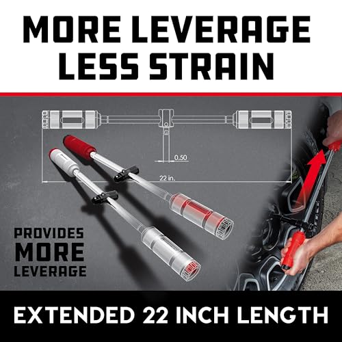 Powerbuilt Billy Club Universal Lug Wrench with Socket Storage, SAE and Metric, Remove Lug Nuts Tire Wheels - Gen-3 643045ECE - style: Gen3 Red