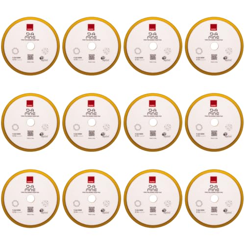 RUPES 9.DA180M Pack of 12 Yellow D-A Fine Finishing Foam Pads 180mm | Ideal for Paint Correction | Moderate to Fine Defect Removal | Compatible with 6" Backing Plate - size: Fine 180mm, style: Pack of 12
