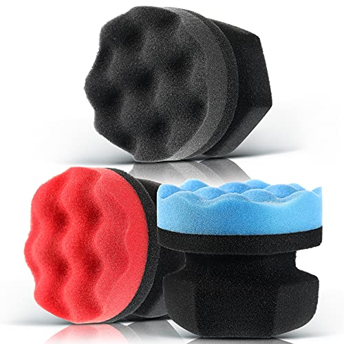 3 Pieces Tire Shine Applicator Pads - Dressing Sponge Foam Gel Wet Car Detailing Reusable Cleaning Supplies (Black, Red, Blue, 3.15 Inch) - color: Black, Red, Blue, size: 3.15 Inch