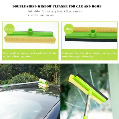 62'' Car Wash Brush Cleaning Kits with Long Handle Foldable Car Wash Brush Windshield Window Squeegee Car Washing Supply Set for All Car