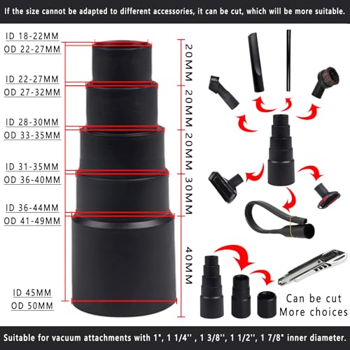 12PCS Universal Vacuum Attachment Kit Wet Dry Plastic Vacuum Hose Adapter 1-1/4" Vacuum Cleaners Accessories with Horse Hair Brush Extension Wand Flexible Crevice Tool Adapter for Shop Vac Accessories