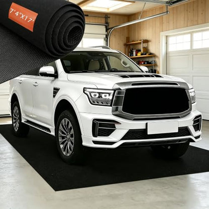 7'4"x17' Oversized Garage Floor Mat - Oil & Fluid Absorbent, Leak-Proof Rubber Backing, Heavy Duty All-Weather Protector for Car Sedan SUV Trucks & RVs, Trimmable Non-Slip - size: 7'4"x17'