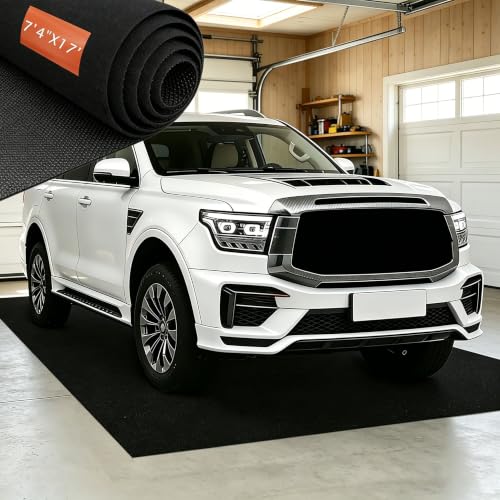 7'4"x17' Oversized Garage Floor Mat - Oil & Fluid Absorbent, Leak-Proof Rubber Backing, Heavy Duty All-Weather Protector for Car Sedan SUV Trucks & RVs, Trimmable Non-Slip - size: 7'4"x17'