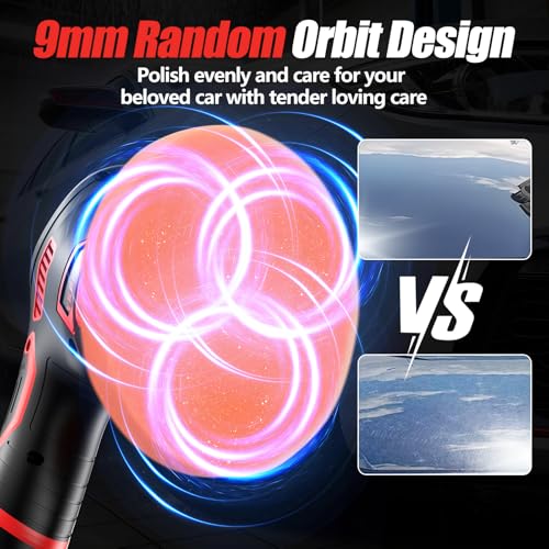 Cordless Car Buffer Polisher, 6-Speed Orbital (5500RPM) DA Polisher with 2x 21V 2000mAh Batteries, 6 Inch Lightweight Power Buffer for Car Detailing, Waxing, Polishing & Scratch Removal