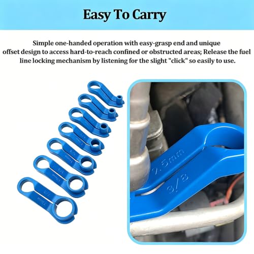 7PCS Car Fuel Line Disconnect Tool Set, 1/4 5/16 3/8 1/2 5/8 3/4 7/8 Inch Transmission AC Line Removal Tool, Fuel Filter Oil Cooler Line Quick Release Disconnect Set, Universal Fit - size: 7PCS