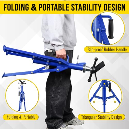 Garvee V Head Tripod Pipe Jack Stand, 1/8"-12" Pipe Support Rest, 2500 LB Heavy Duty Carbon Steel Adjustable 28"-52" Folding Portable Pipe Stand for Welding Pipe | Heavy Duty Carbon Steel Adjustable 28"-52" Folding Portable Pipe Stand for Welding Pipe - c