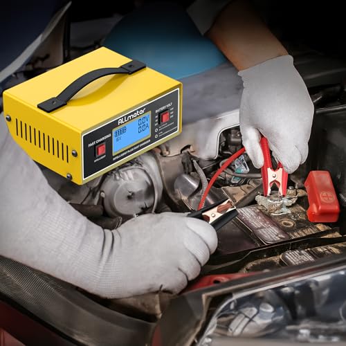 8 Volt Golf Cart Battery Charger,0-14A Smart Fully Automatic Battery Maintainer for 8V Lead Acid Batteries,6V/8V/12V/14V/16V/24V Trickle Charger for Car,Marine,Truck,AGM Gel STD & Desulfator - color: Yellow 8 Volt Battery Charger