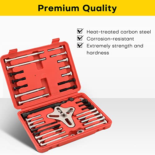 46PCS Harmonic Balancer Puller Set | Power Steering Pulley Puller Installer Tool Set, Flywheel Remover, Crankshaft Pulley Removal, Steering Wheel Pulling Set