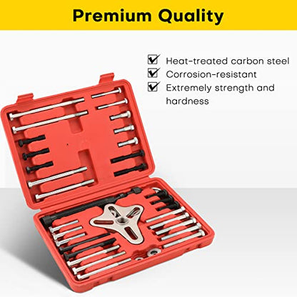 46PCS Harmonic Balancer Puller Set | Power Steering Pulley Puller Installer Tool Set, Flywheel Remover, Crankshaft Pulley Removal, Steering Wheel Pulling Set
