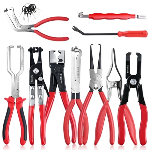 Preciva 10PCS Fuel Line Disconnect Tool Set, Fuel Rail Disconnect & AC Line Release Tool Fuel Filter Remover with Electrical Connector Disconnect Pliers for Automotive, Motorcycle, Mechanical Repair - color: Red
