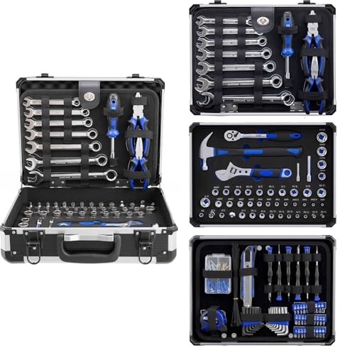 Prostormer Mechanic Tool Set – 219 Piece Basic Tool Kit for Home Repair & Auto Car Maintenance, General Household Tool Set with Aluminium Tool Box