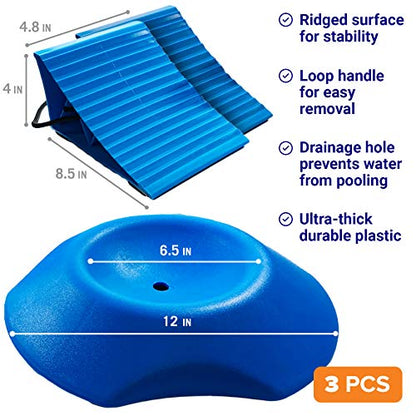 Trailer Wheel Chocks with Rope and Wheel Dock, for Boat Trailers, Travel Campers, RV Accessories, Travel Trailers, and All Trailer Tires - style: Chocks & Dock