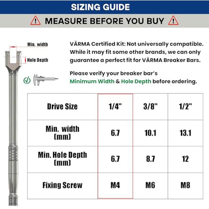 1/4" Breaker Bar Replacement Head Kit (2 PACK) – Advanced Washer-Tension Drive Head – Stays at Any Angle, No Flopping – CR-MO Breaker Bar Maintenance Pack with Drive Squares & Screws - size: 1/4" Drive