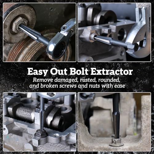 Bolt Extractor Kit, 10PC Screw Extractor & Left Hand Drill Bit | HSS M2 Steel Drill Bits, Reverse Drill Bit & Bolt Extractor, Removes Stripped, Broken Screws, Removes Bolts & Nuts