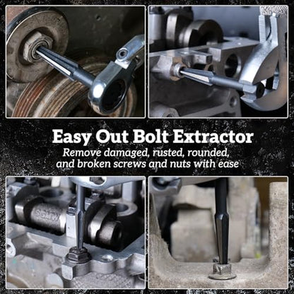 Bolt Extractor Kit, 10PC Screw Extractor & Left Hand Drill Bit | HSS M2 Steel Drill Bits, Reverse Drill Bit & Bolt Extractor, Removes Stripped, Broken Screws, Removes Bolts & Nuts