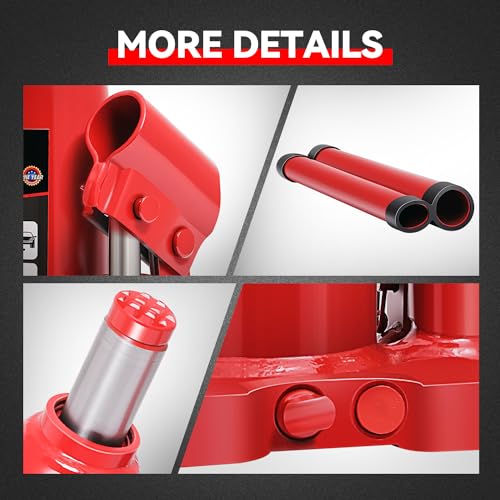 Auto Dynasty 2 Ton Hydraulic Bottle Jack, Automotive Welded Bottle Jack for Car, Pickup Truck, RV, Auto Repair, 6" to 12" Lifting Range (Red) - color: Red, size: 2 Ton