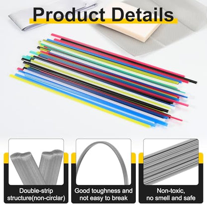 HARFINGTON 2set(10pcs) Plastic Welding Rods 8inch PVC Welding Strips Welder Rods for Car Bumper Kayak Daily Repair Plastic Welder Car Bumpers, Gray - color: Gray, size: 8inch