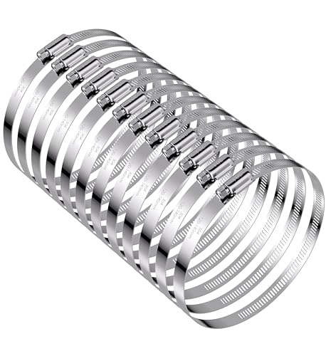12Pack 5 inch Hose Clamps,Stainless Steel Large Hose Clamp Adjustable from 4-23/32"-5-1/2"/120-140mm,Metal Worm Gear Duct Clamp for Dryer Vent Hose,Fuel Line,Plumbing,Automotive,Exhaust,Radiator - size: 5 inch (4-23/32" - 5-1/2")