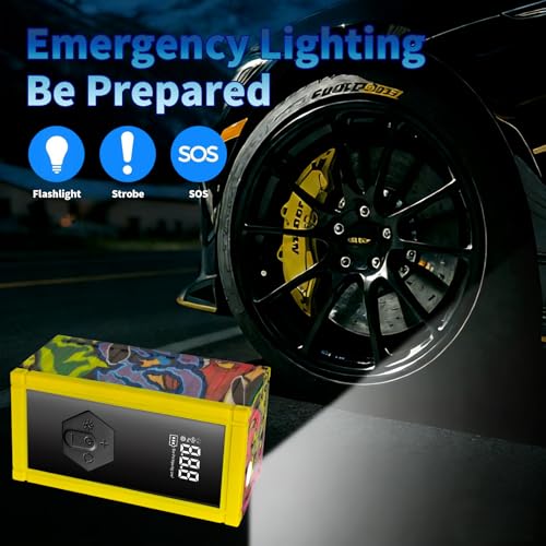 Portable Car Battery Jump Starter with Air Compressor, 8000A Jump Pack for 9.0L Gas/8.0L Diesel, 150PSI Tire Inflator Air Pump, 12V Jump Box Power Pack Booster with LED Light for Emergency - size: Enhanced Version