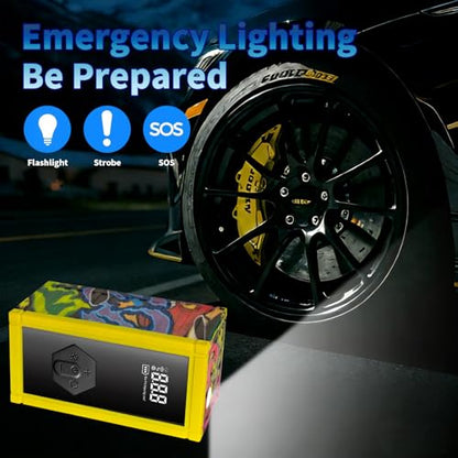 Portable Car Battery Jump Starter with Air Compressor, 8000A Jump Pack for 9.0L Gas/8.0L Diesel, 150PSI Tire Inflator Air Pump, 12V Jump Box Power Pack Booster with LED Light for Emergency - size: Enhanced Version