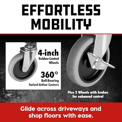 Powerbuilt Heavy-Duty Utility Rolling Seat Upgraded with Padding, Sturdy Locked in Trays, Premium Wheels for Garage Work - Grey 642924ECE - style: Foam Cushion